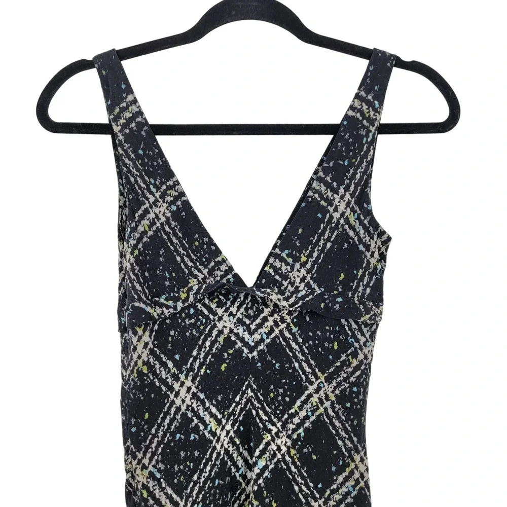Vtg Victoria's Secrets Silk Baby Doll Plaid Slip Dress Sz 4‎ Black Midi Grunge